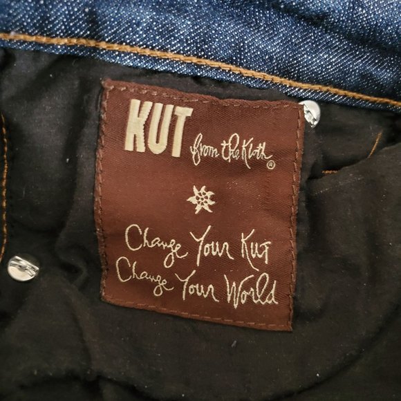 KUT From The Kloth Women's Mid Rise Straight Leg Cuff Cropped Denim Jeans Size 4 - Picture 6 of 14